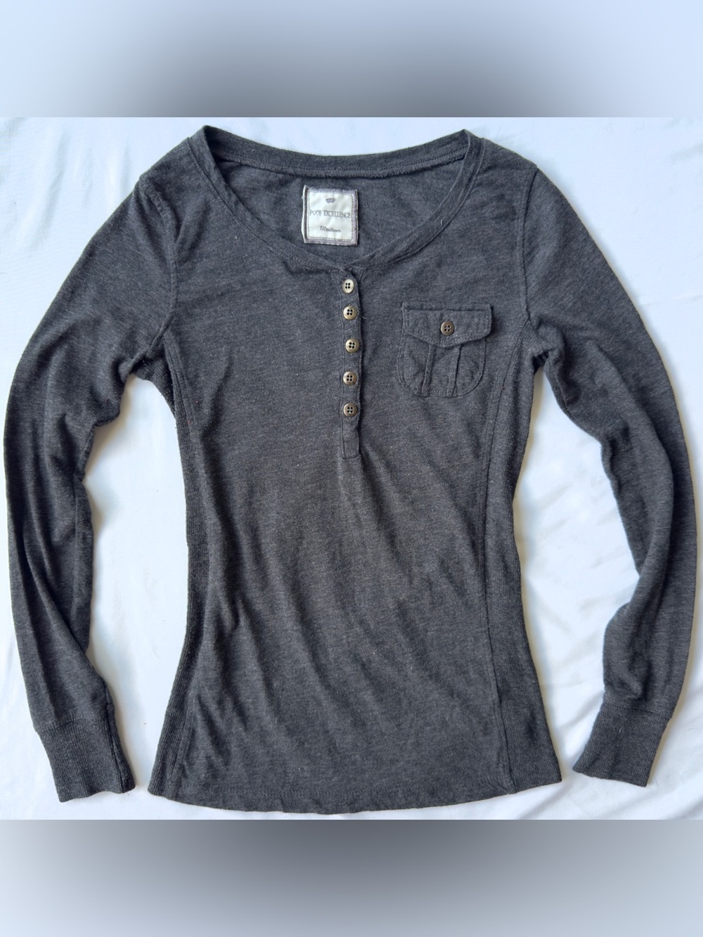 y2k poof excellence pocket henley bella swan premium charcoal grey size medium